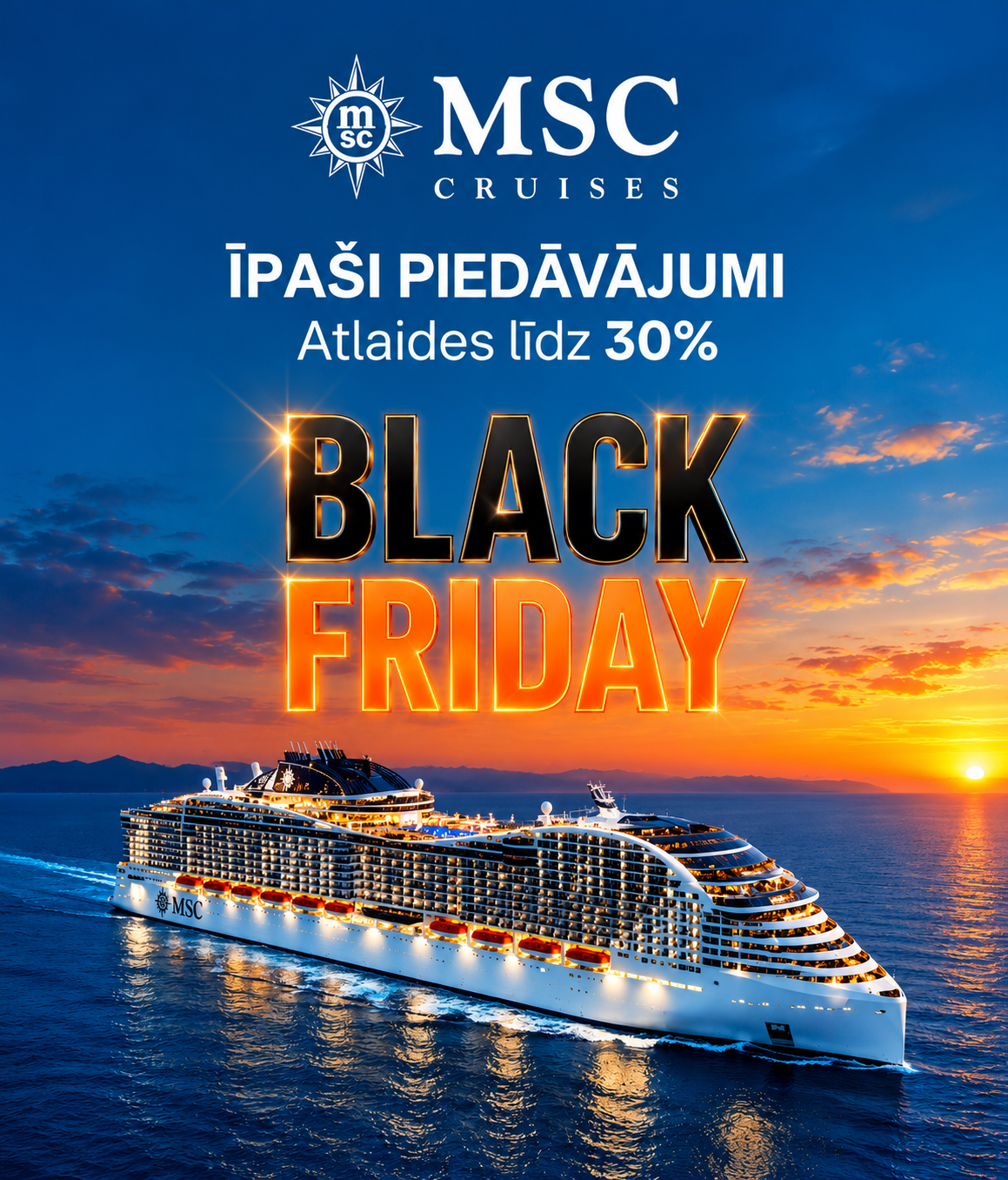 MSC Cruises Black Friday — atlaides līdz 30%
